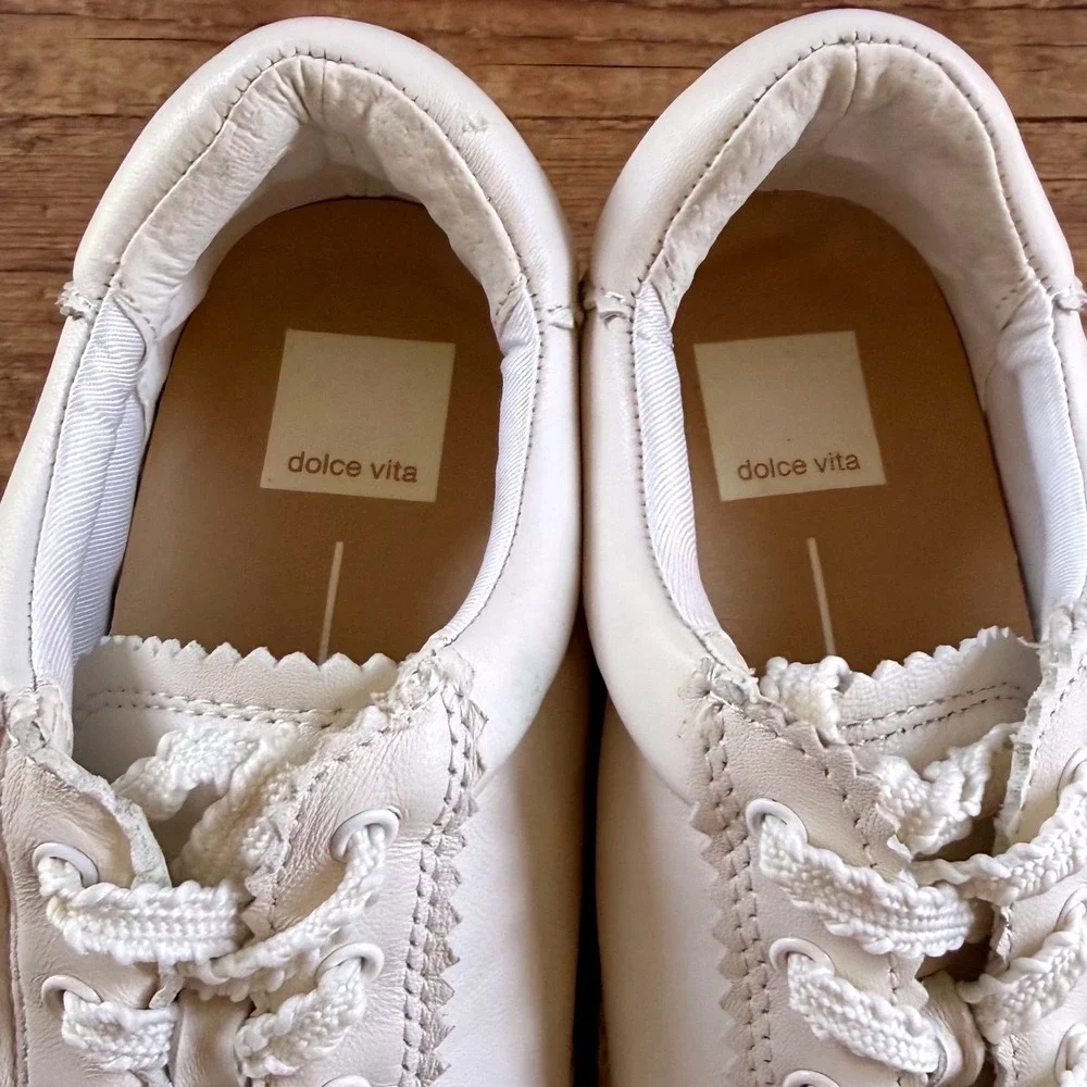 Dolce Vita Platform Sneakers Women 7.5 White Leather Crochet Trim